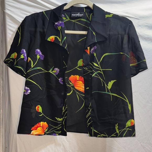 Positive Attitude Tops - Positive Attitude Black Floral Button Down Shirt